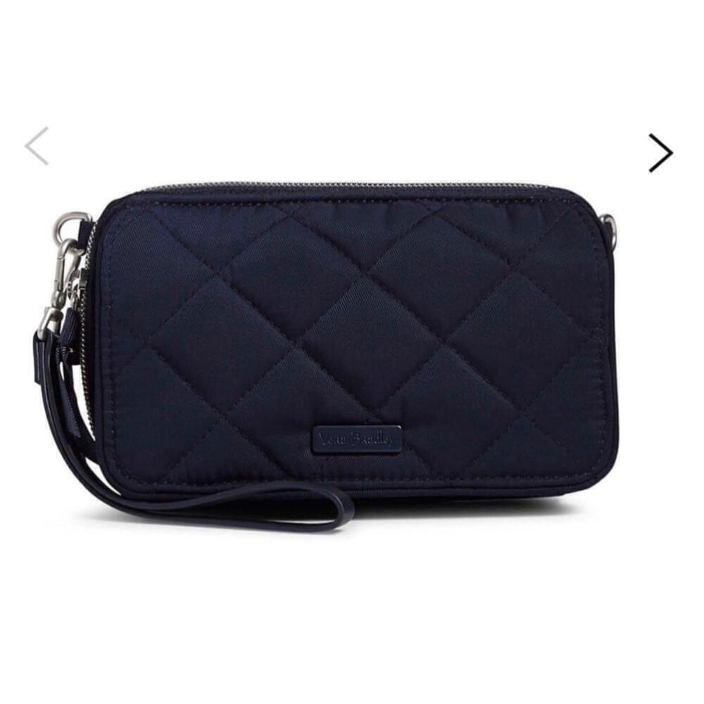 Vera Bradley navy quilted All In One RFID cross body purse